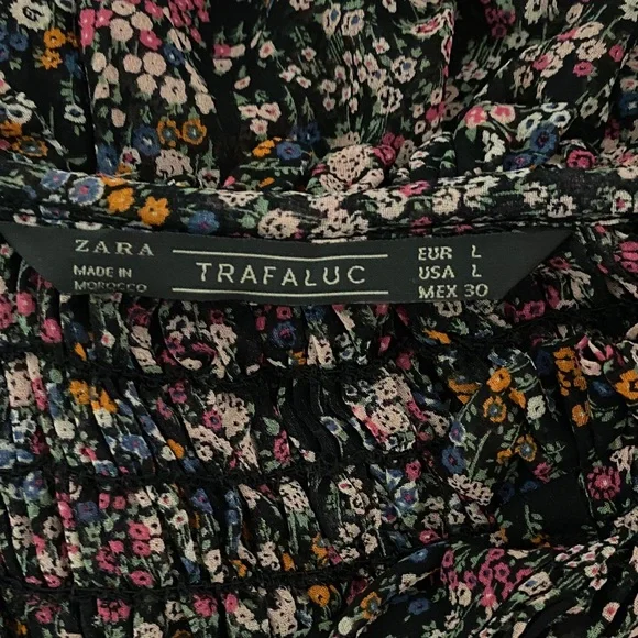 Zara Black Floral Blouse - Picture 11 of 13